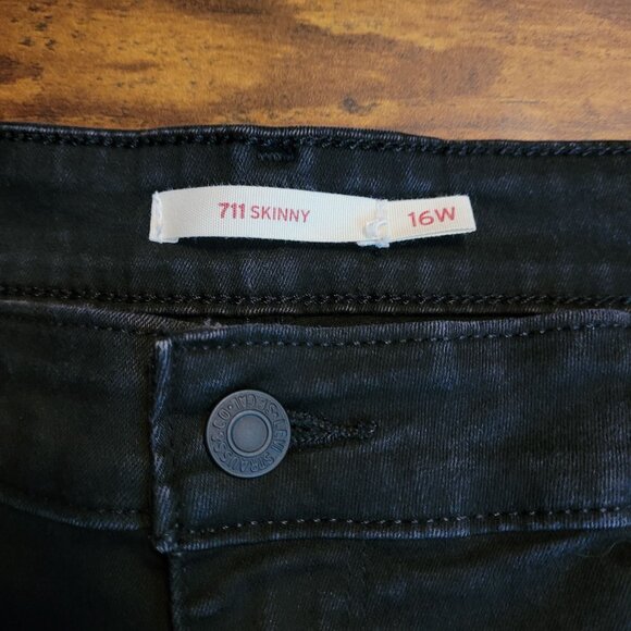 Levi's Jeans 16 W Skinny 711 Mid Rise Black Wash Stretch Denim Western Rodeo - Picture 4 of 11
